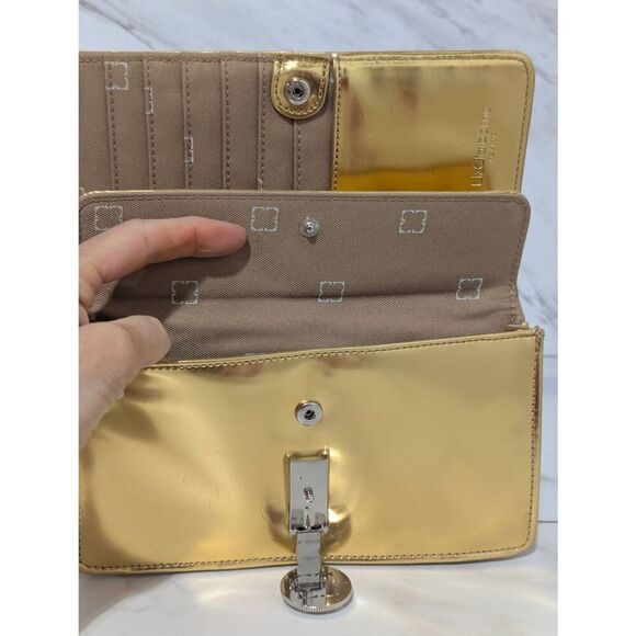 Liz Claiborne New York Women's Shiny Gold Cross Body Wallet - Picture 6 of 8